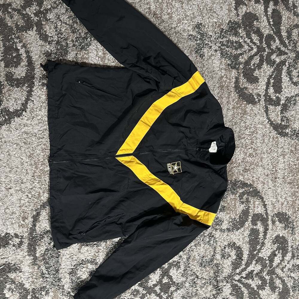US Army Black & Yellow Track Jacket Full Zip Windbreaker, Size XL Vintage